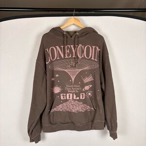 PacSun Brown Hoodie with Pink Graphic